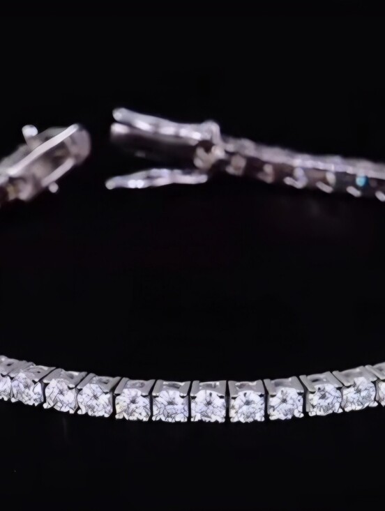 None Jewelry - Classic Sterling Silver 925 Moissonite Tennis Bracelet - Elegant 6 1/4"